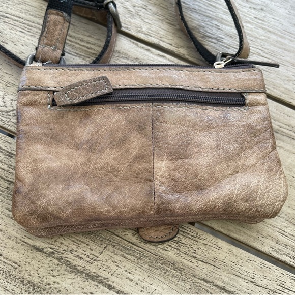 Jack Georges Voyager Distressed Brown Buffalo Leather Mini Crossbody Bag - Picture 4 of 9